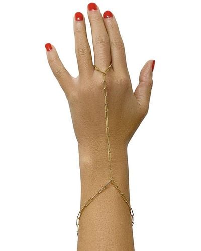 Adornia 14k Plated Paperclip Hand Chain - Natural