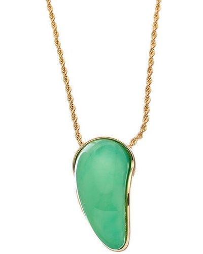 Kenneth Jay Lane 22k Plated Pendant Necklace - Green