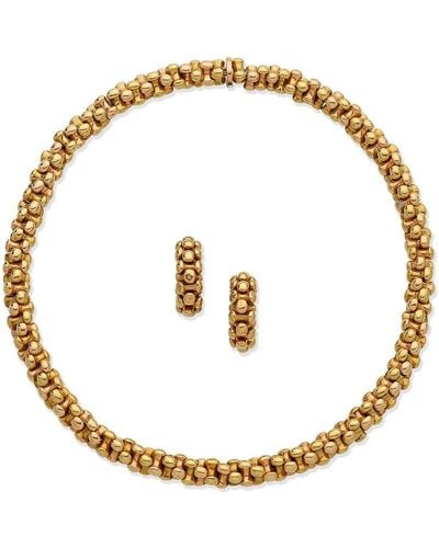 BVLGARI 18K Two-Tone Necklace & Earrings (Authentic Pre-Owned) - Metallic