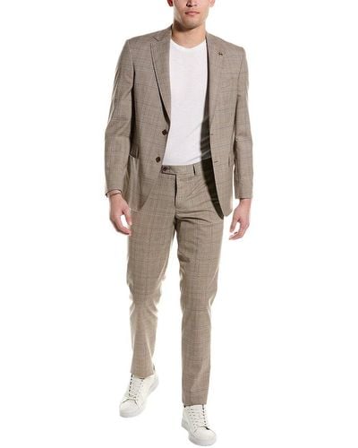 Ted Baker 2pc Wool Flat Front Suit - Natural