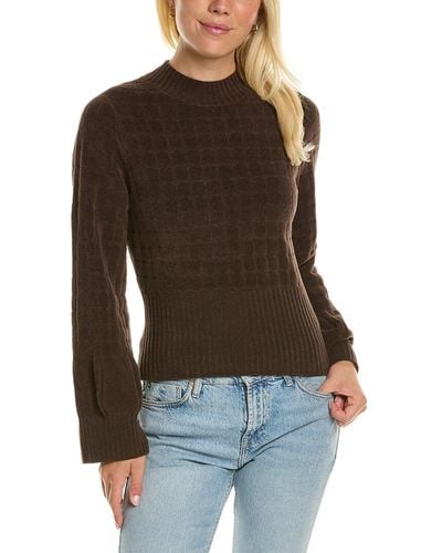 Rebecca Taylor Quilted Velvet Sweater - Brown