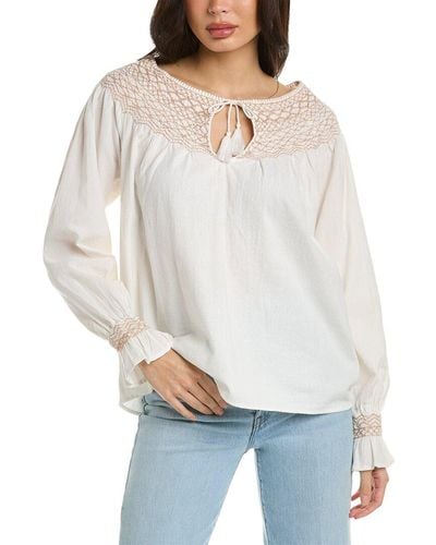 Faherty Laura Embroidered Top - White