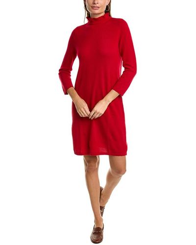Forte Ruffle Neck Cashmere Sweaterdress - Red