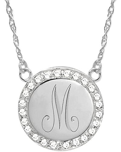 Jane Basch 14k 0.12 Ct. Tw. Diamond Border Engraved Pendant Initial Necklace (a-z) - Metallic