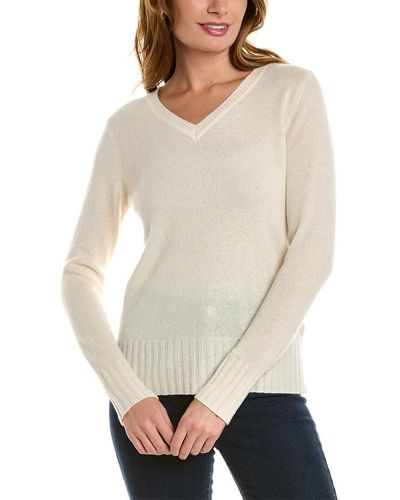 Ainsley V-neck Cashmere Sweater - White