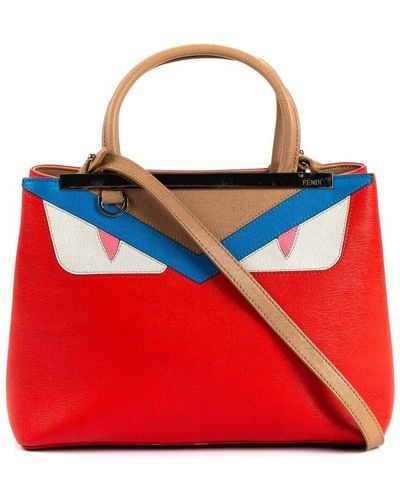 Fendi Coated Canvas 2Jours Monster Bag (Authentic Pre-Owned) - Red
