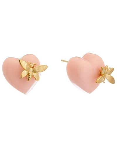 Oscar de la Renta 14k Heart Earrings - Pink
