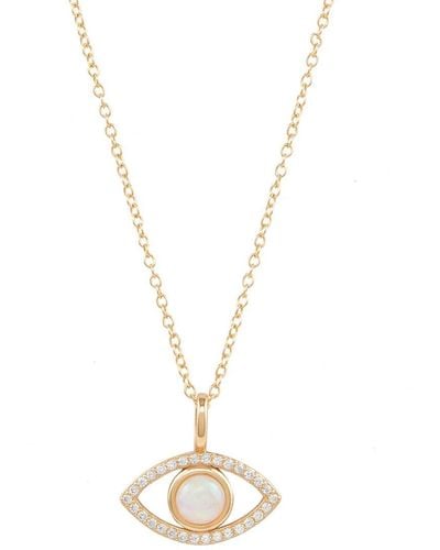 Adornia Fine Jewelry 14k Over Silver 1.00 Ct. Tw. Opal Cz Evil Eye Necklace - Metallic
