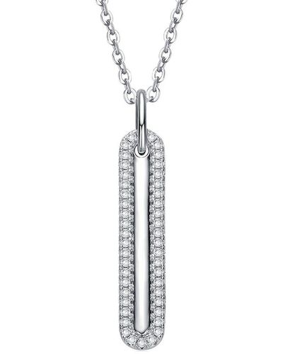 Genevive Jewelry Silver Cz Long Pendant Necklace - White