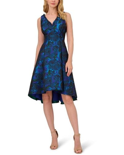 Adrianna Papell Ruffle Jacquard Dress - Blue
