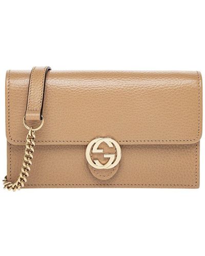 Gucci GG Leather Wallet On Chain - Natural