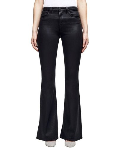 L'Agence Bell High-rise Flare Jean Noir Coated Jean - Blue