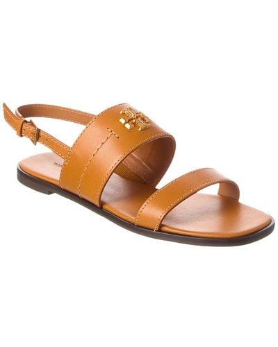 Tory Burch Mini Everly Back Strap Leather Sandal - Brown