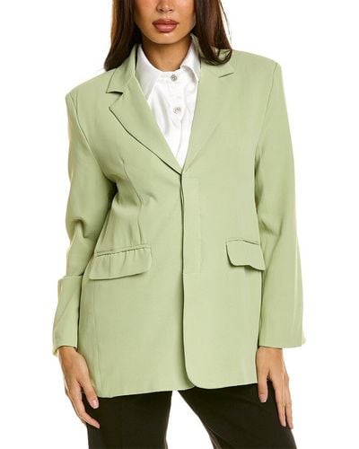 Beulah London Oversized Wool-blend Suit Jacket - Green