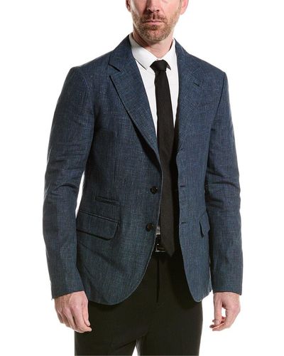 John Varvatos Slim Fit Linen-blend Jacket - Blue