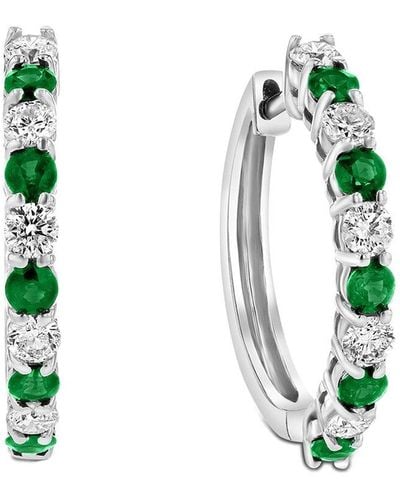 Diana M. Jewels Fine Jewelry 14k 1.35 Ct. Tw. Diamond & Emerald Hoops - Green