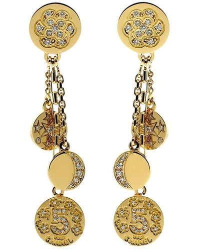 Chanel 18K 1.25 Ct. Tw. Diamond Charm Earrings (Authentic Pre-Owned) - Metallic