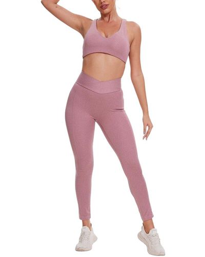 EVIA SPORT 2Pc Top & Legging Set - Pink