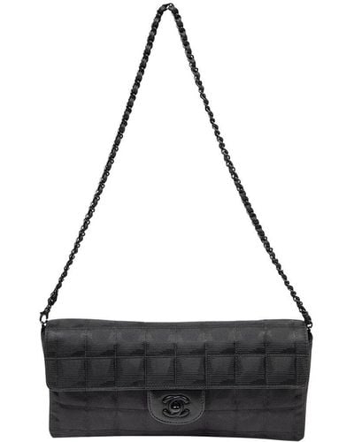 Chanel Limited Edition Nylon Canvas Travel Ligne East West Single Flap Bag (Authentic Pre-Owned) - Black