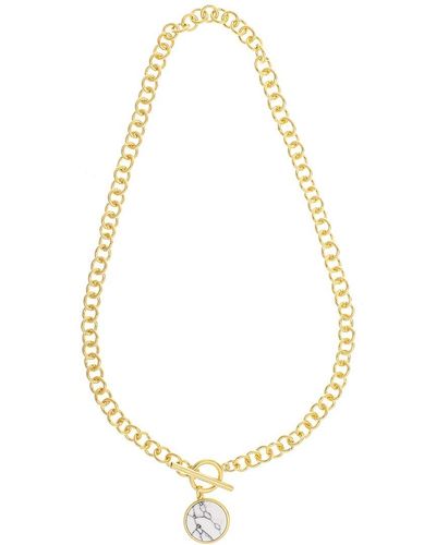 Rivka Friedman 18k Plated White Howlite Drop Charm Necklace - Metallic
