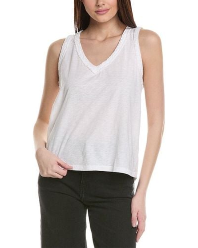 Michael Stars Dina Fabric Mix V-neck Tank - White