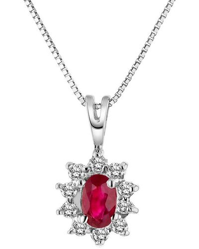 Diana M. Jewels Fine Jewelry 14k 0.35 Ct. Tw. Diamond & Ruby Pendant Necklace - Pink