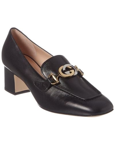 Gucci Zumi Mid-heel Leather Loafer - Black