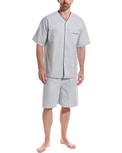 Brooks Brothers 2Pc Oxford Pajama Short Set - Gray