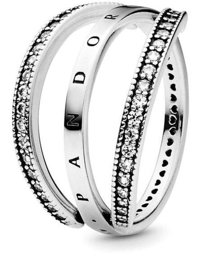 PANDORA Signature Silver Ring - White