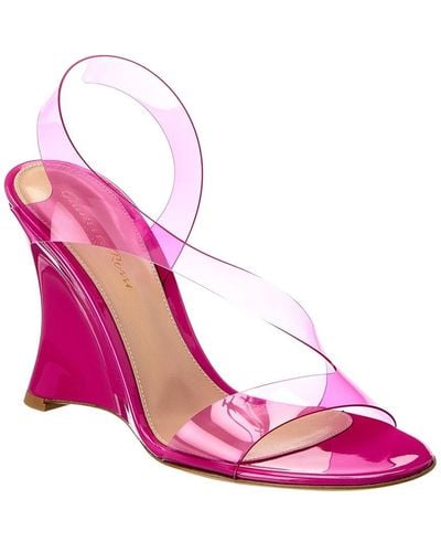 Gianvito Rossi 95 Vinyl & Patent Wedge Sandal - Pink