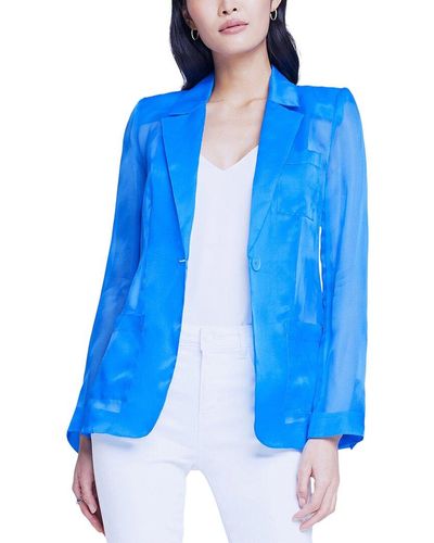 L'Agence Tamara Sheer Silk Blazer - Blue