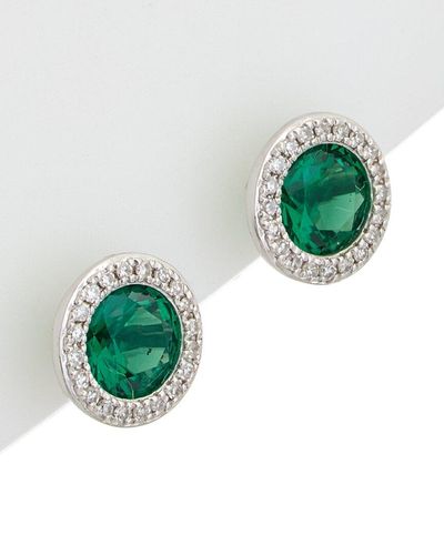 Diana M. Jewels 14k 0.11 Ct. Tw. Diamond & Gemstone Earrings - Green