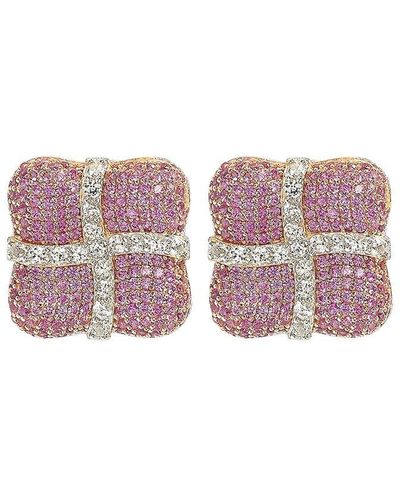 Suzy Levian 0.02 Ct. Tw. Diamond & Gemstone Wrapped Earring - Pink