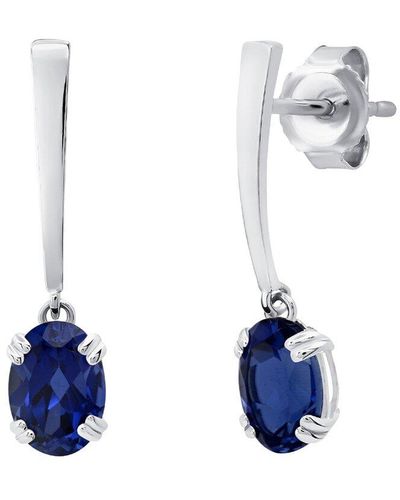 MAX + STONE Max + Stone 14k 1.80 Ct. Tw. Created Blue Sapphire Dangle Earrings