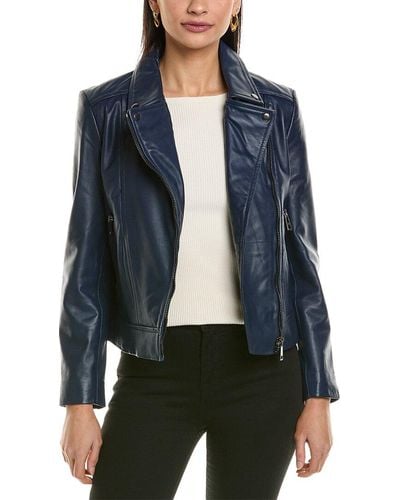 Blue Leather jackets for Women | Lyst
