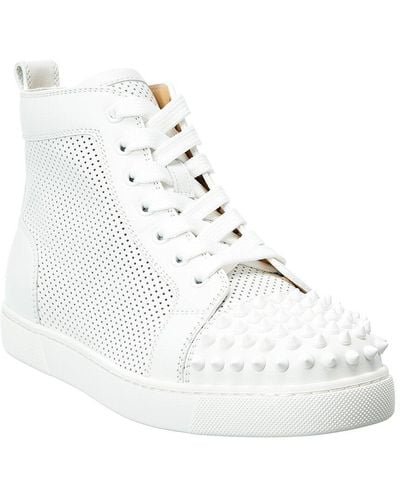 Christian Louboutin Lou Spikes Leather High-top Sneaker - White