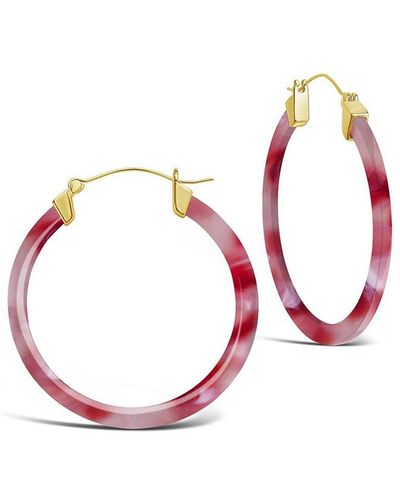 Sterling Forever 14k Plated Strawberry Hoops - Pink