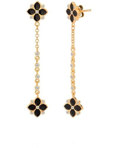 Gabi Rielle Modern Touch Collection 14k Over Silver Cz Daisy Drop Earrings - White