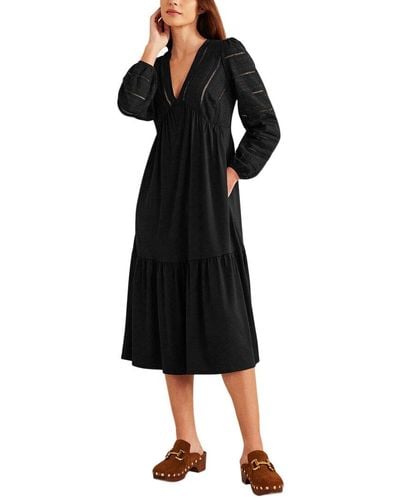 Boden Woven Mix Midi Jersey Dress - Black