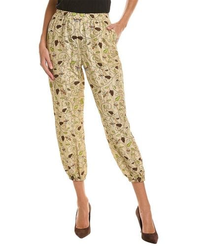 Tory Burch Embroidered Silk Beach Pant - Natural