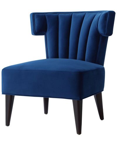 Nicole Miller Satang Velvet Accent Chair/slipper Chair - Blue