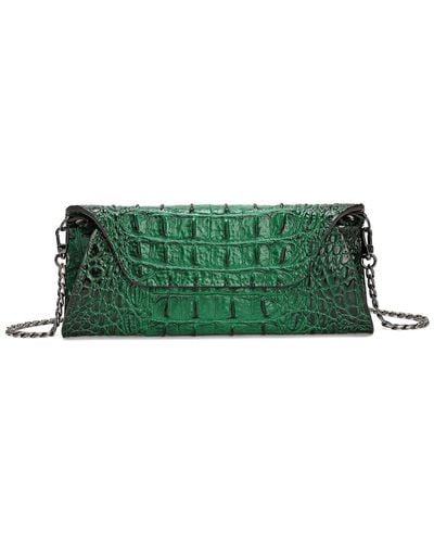Tiffany & Fred Paris Embossed Leather Clutch - Green