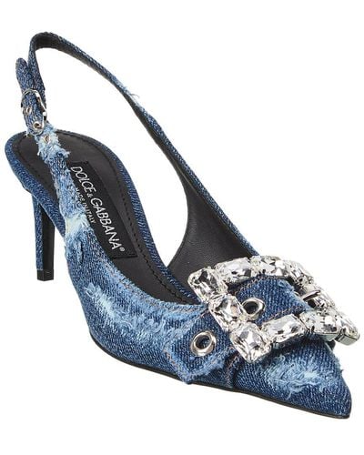 Dolce & Gabbana Dg Logo Denim Slingback Pump - Blue