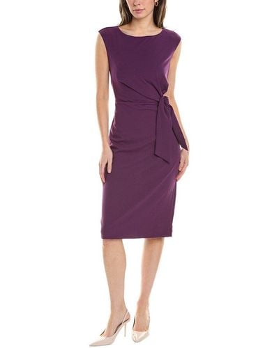 Tahari Tie Front Sheath Dress - Purple