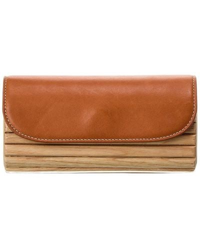 J.McLaughlin Colette Leather & Straw Clutch - Brown