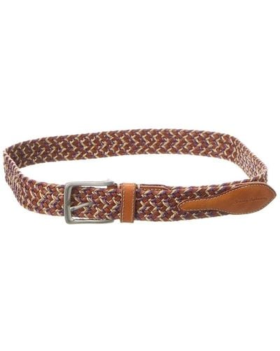 Tommy Bahama Braid Mixed Material Leather-trim Belt - Brown