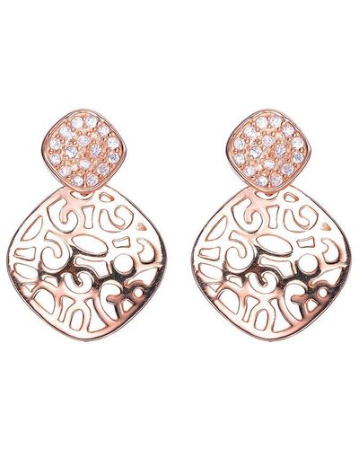 Genevive Jewelry 18k Rose Gold Vermeil Cz Drop Earrings - Pink