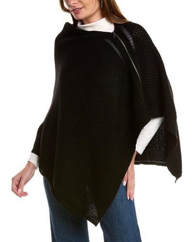 Forte Lux Texture Zip-up Wool & Cashmere-blend Poncho - Black