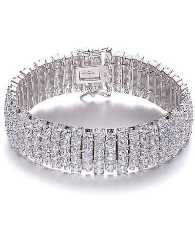 Genevive Jewelry Silver Cz Multi-row Bracelet - White
