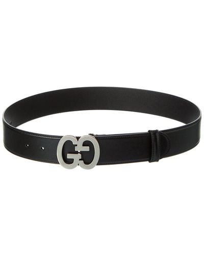 Gucci GG Buckle Wide Leather Belt - Black